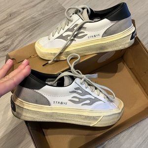 Straye Logan distressed white sneaker flames US MEN 5.5 OR US WOMEN 7